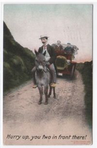 Old Post Card Donkey with Rider
