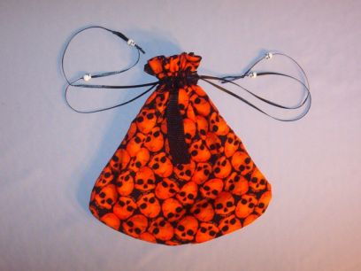 Rat Orange Skull Drawstring Purse